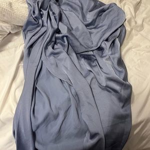 SHEIN blue silk wrap skirt